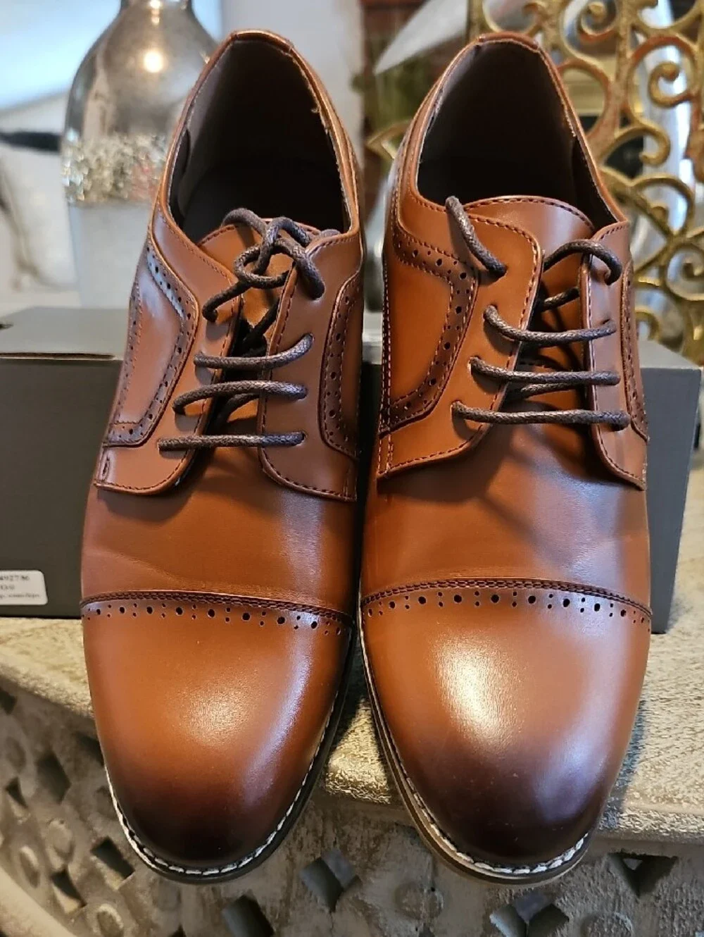 Stacy Adams Boys' Cognac Brogue Dress Shoes